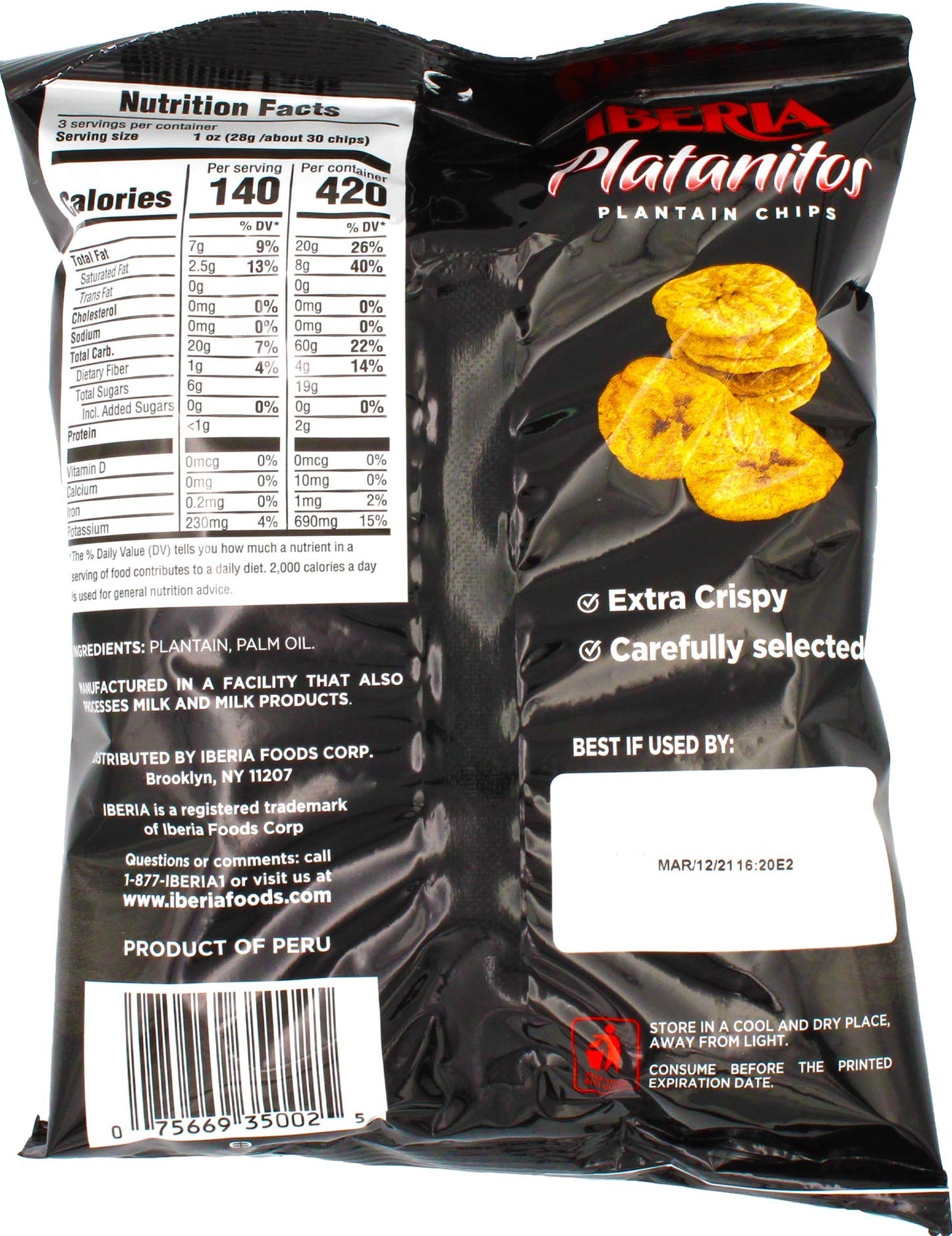 Iberia Naturally Sweet Plantain Chips, 3 oz (Pack of 24)