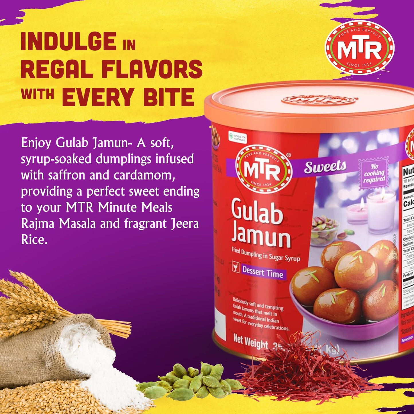 MTR Gulab Jamun – Traditional Indian Sweet – Soft & Melt-in-the-Mouth Texture – Easy to Prepare at Home – No Preservatives – 35.7 oz