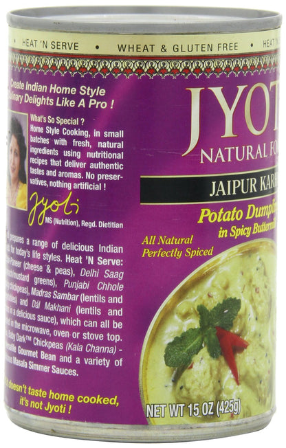 Jyoti Jaipur Karhi, 12 cans of 15 oz each, All Natural, Product of USA, Gluten Free, Vegetarian, BPA Free