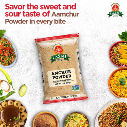 Laxmi Amchur Powder (Dried Mango Powder) - 200gms (7oz) | Dried and powdered green mango Amchoor Powder | Non GMO certified |Pure Powdered Green Mango