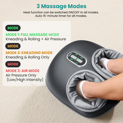 Nekteck Shiatsu Foot Massager with Heat , 3 Modes Deep Kneading Therapy Air Compression, Feet Massage for Plantar Fasciitis, Relaxation Gifts for Men Women Mom Dad