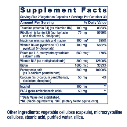 Life Extension BioActive Complete B-Complex, Heart, Brain and Nerve Support, Healthy Energy, Metabolism, Complete B Complex, 60 Vegetarian Capsules