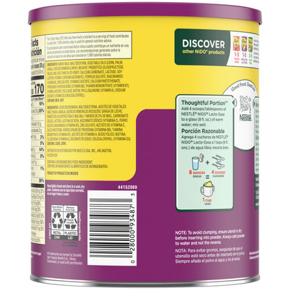 Nestlé NIDO Lacto-Ease Toddler Milk Beverage Powder Mix, Reduced Lactose, Toddler Nutritional Drink, Powdered Milk for Toddlers, 22 Servings per Container, 28.2 OZ, Pack of 1