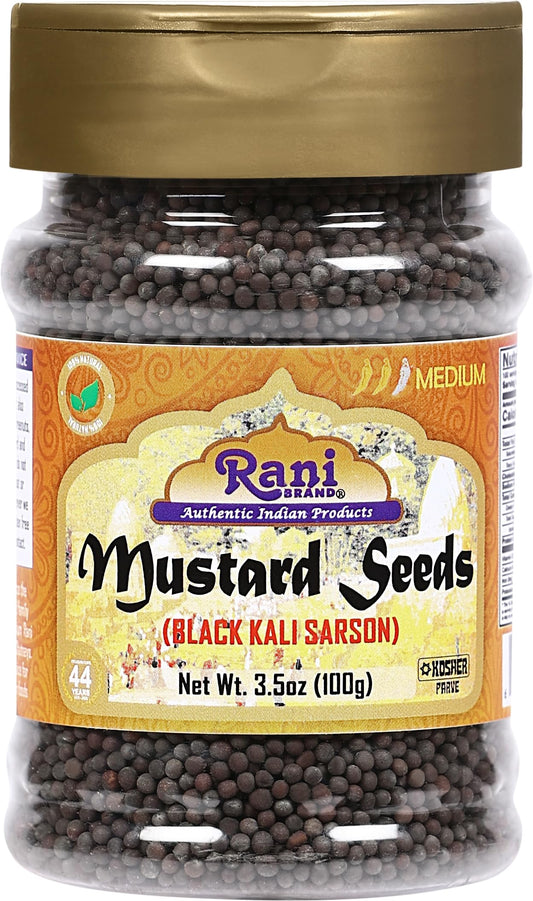 Rani Black Mustard Seeds Whole Spice (Kali Rai) 3.5oz (100g) PET Jar ~ All Natural | Gluten Friendly | NON-GMO | Kosher | Vegan | Indian Origin