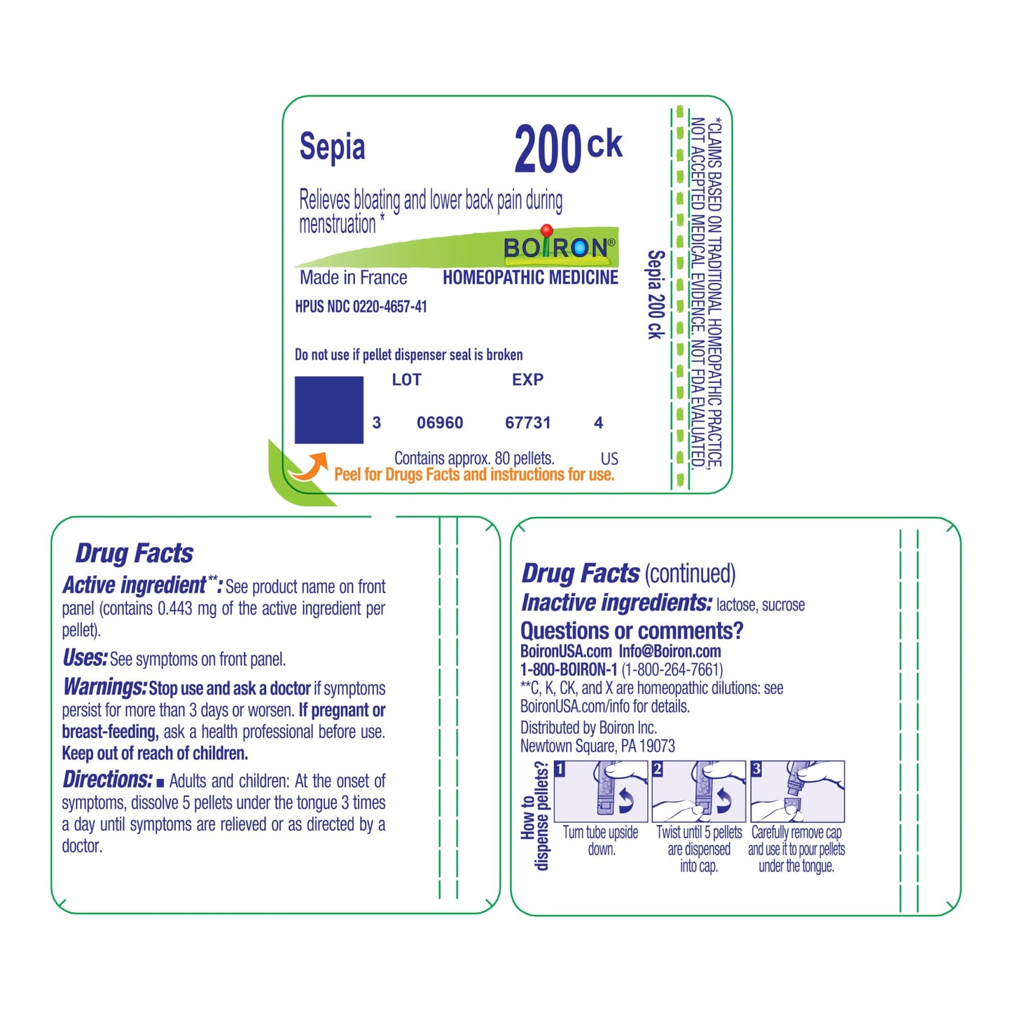 Boiron Sepia 200Ck Homeopathic Medicine for Mood Swings and Irritability - 80 Pellets