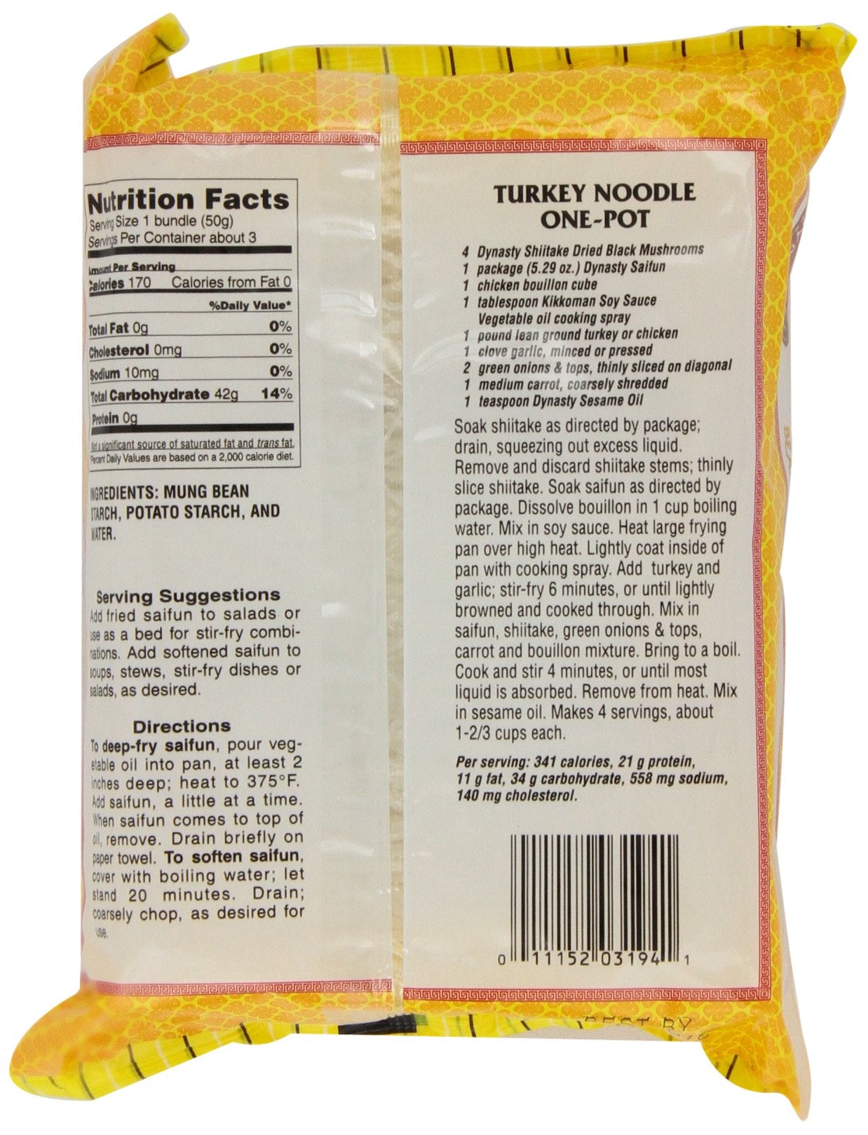 Dynasty SaiFun Bean Threads Noodles, 5.29-Ounce Bags (Pack of 12)