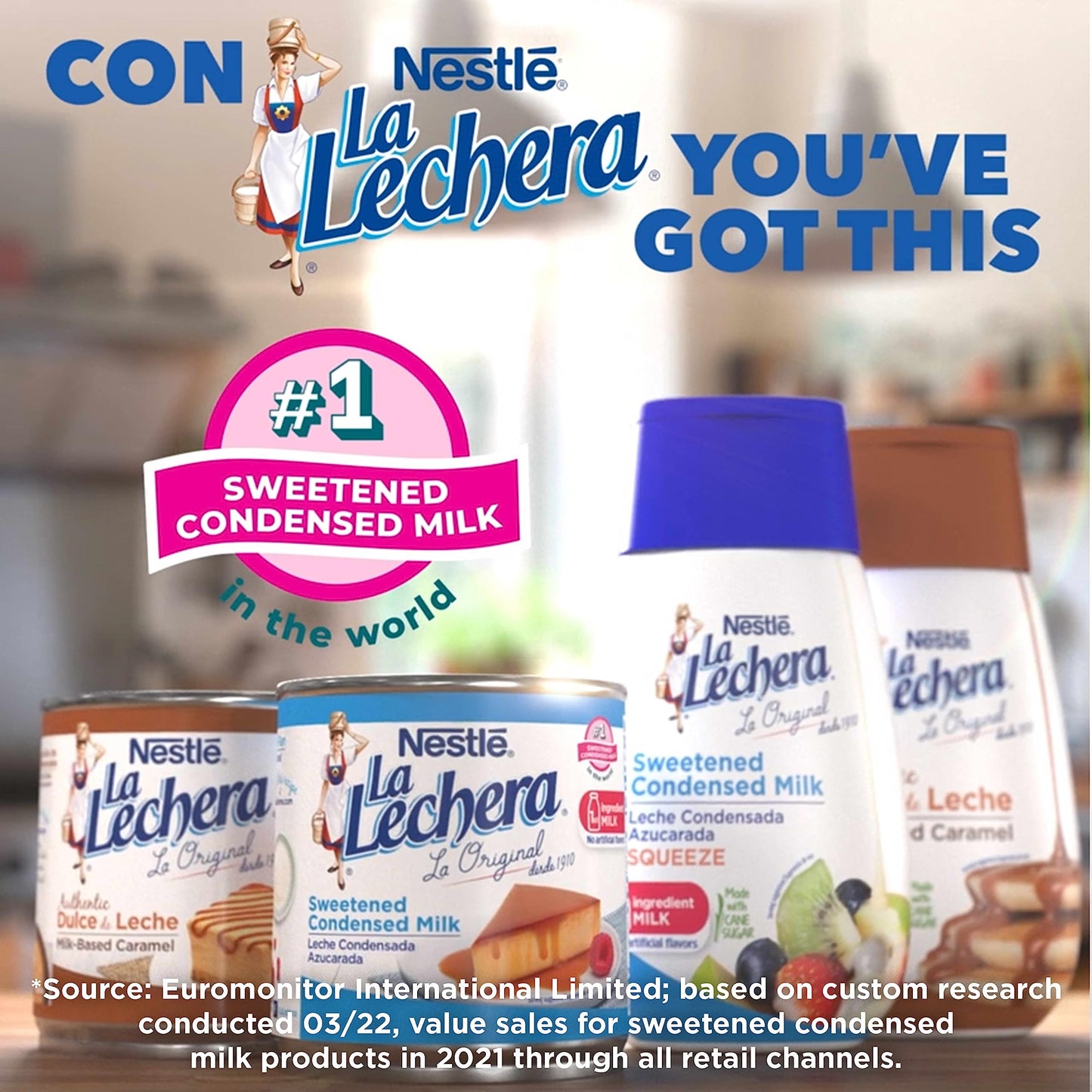 Nestlé La Lechera Sweetened Condensed Milk, Shelf Stable Evaporated Milk Canned, 12 Pack