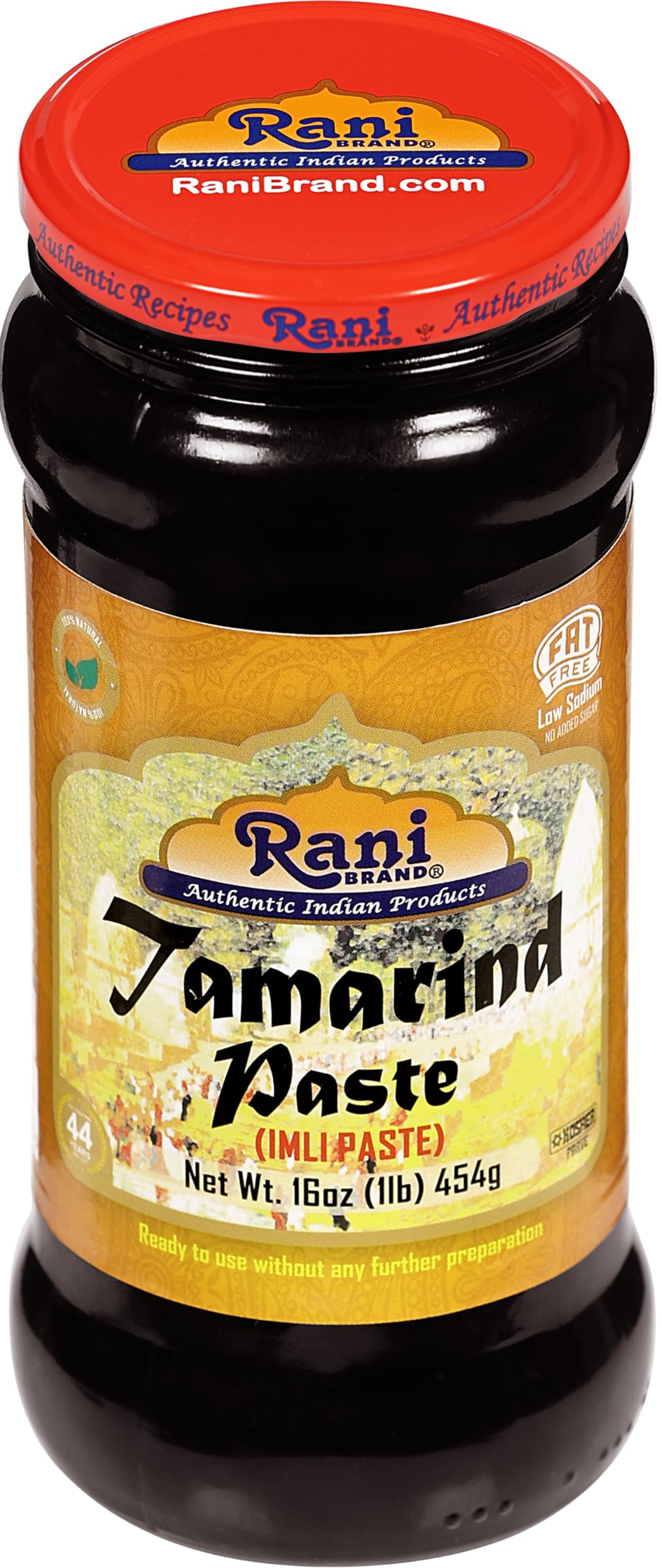 Rani Tamarind Paste Puree (Imli) 16oz (1lb) 454g Glass Jar, No added sugar ~ All Natural | Vegan | Gluten Free | No Colors | NON-GMO | Kosher | Indian Origin
