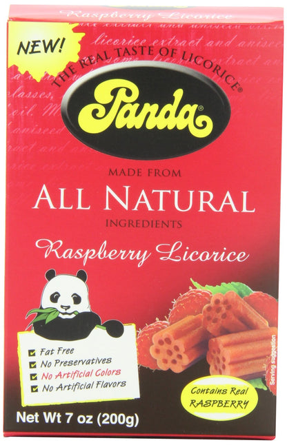 Panda All Natural Licorice Chews Raspberry, 7-Ounce Packages (Pack of 12)