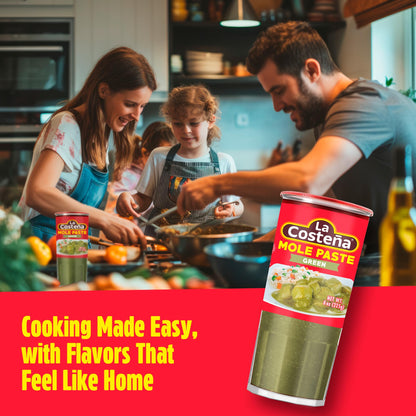 La Costeña Green Mole Sauce - Traditional Paste with Serrano Chiles & Spices - Mexican Food, Enchilada Seasoning, Meat Marinade, Rice, Tamale, Taco, Burger, Comida Mexicana - 8.25oz, 12 Pack