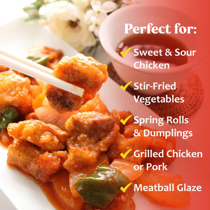 Sun Luck Restaurant Sweet & Sour Sauce 14.5 oz Bottle – Classic Sweet-Tangy Dipping Sauce for Egg Rolls & Appetizers; Great Marinade & Glaze for Chicken & Pork.
