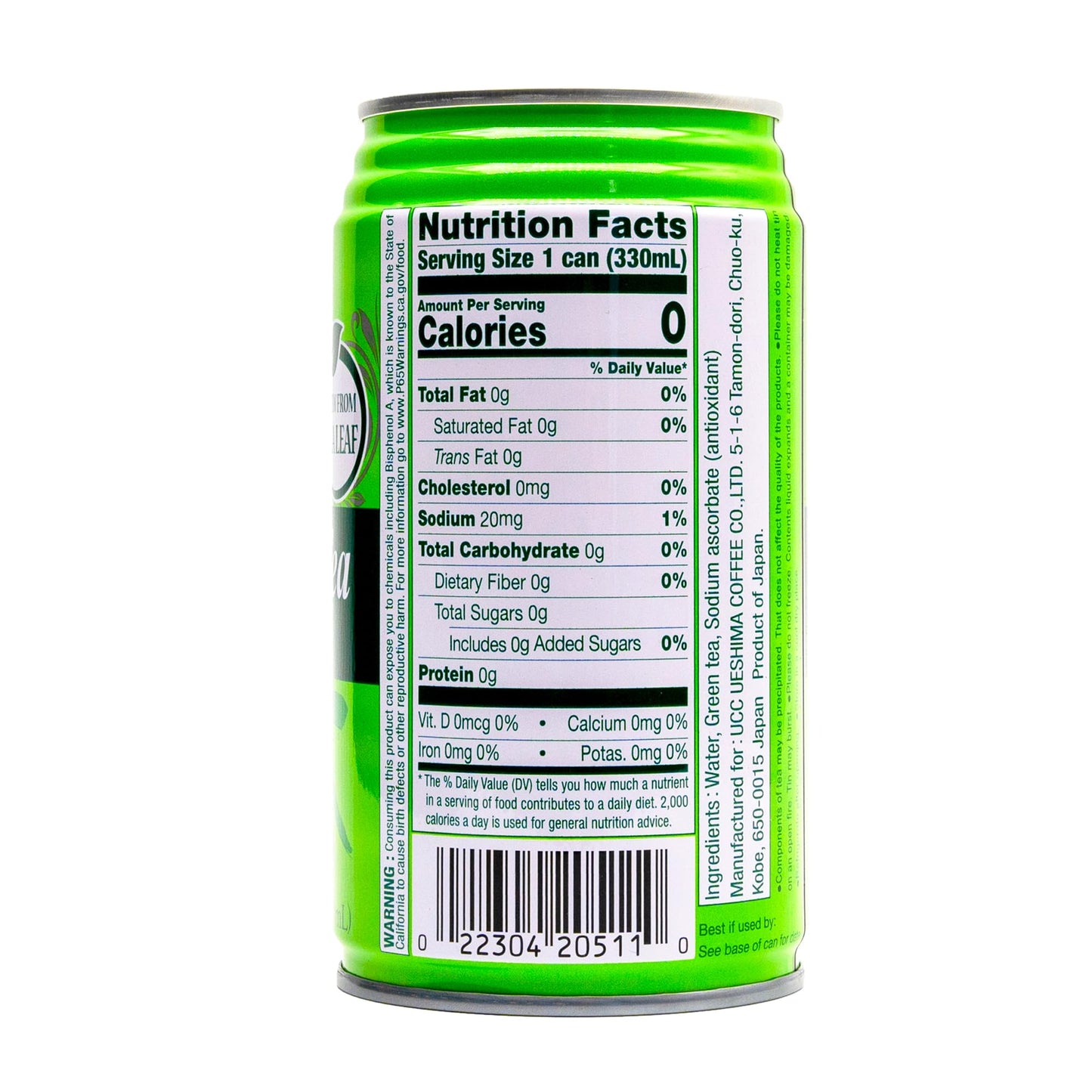UCC Japanese Green Tea Drink, 11.1-Ounce Cans, Pack of 24, No Sugar, No Artificial Flavors or Coloring, Refreshing Canned Beverage, Authentic Taste, Perfect Healthy Drink
