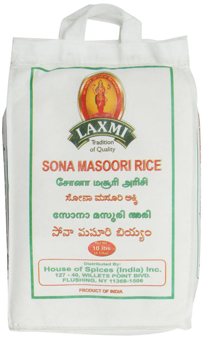 Laxmi All-Natural Sona Masoori (Golden Ivy) Rice, 10 Pounds