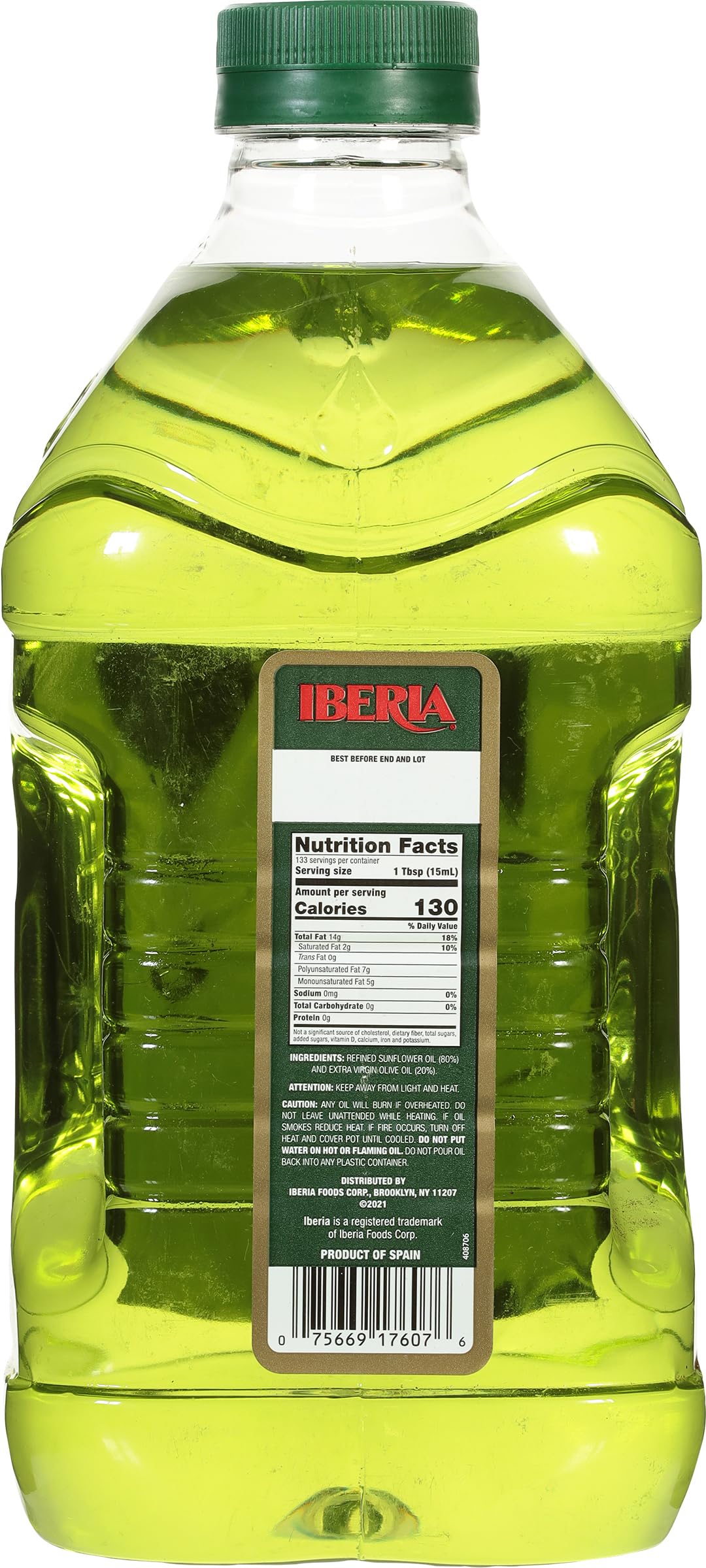 Iberia Premium Blend, Sunflower Oil & Extra Virgin Olive Oil, High Heat Frying, 68 Fl Oz