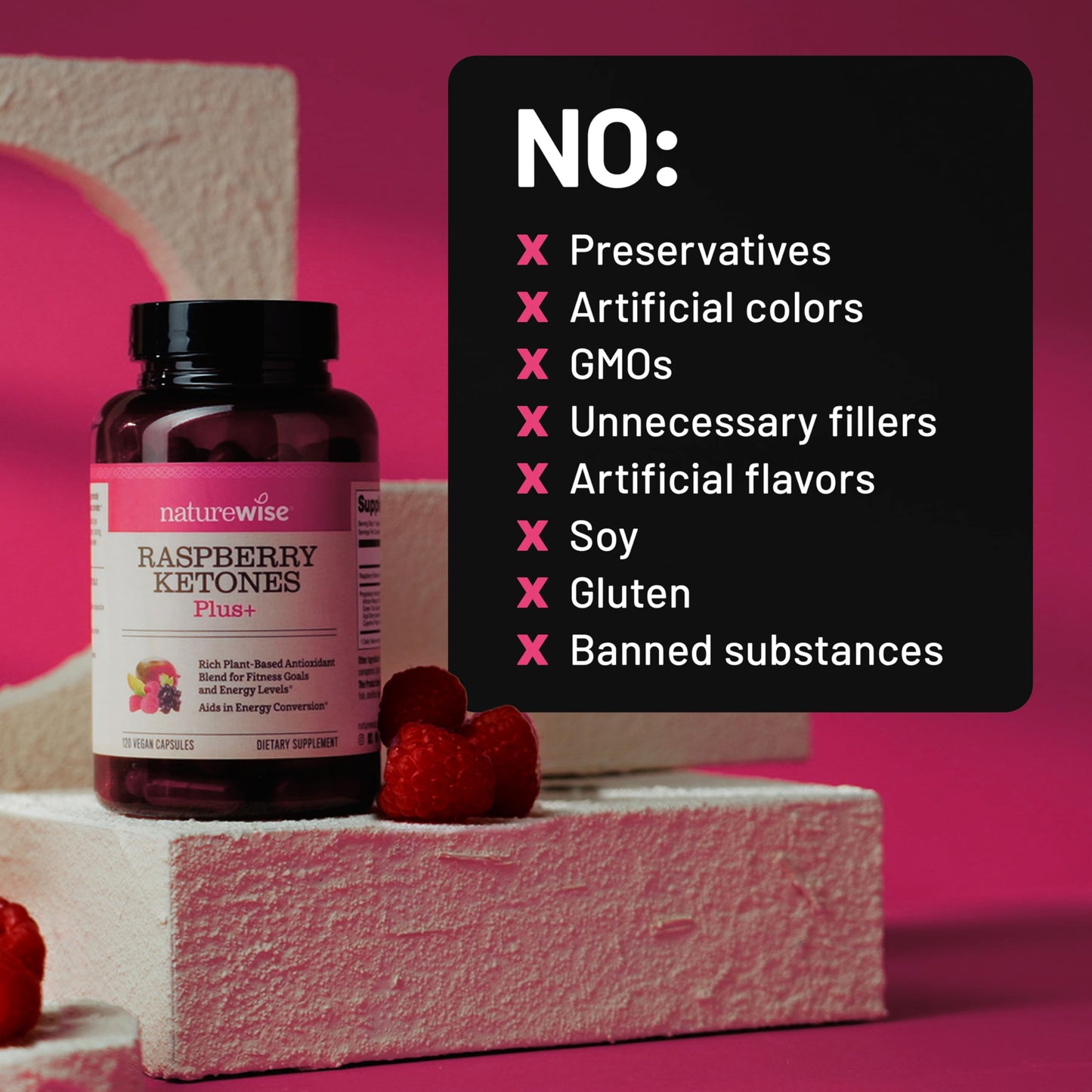 NatureWise Raspberry Ketones Plus with Green Tea Extract, Cayenne Pepper & Acai Berry - Supports Weight Management, Antioxidant Health & Energy Levels - Vegan & Gluten-Free - 120 Capsules