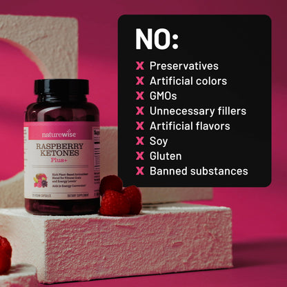 NatureWise Raspberry Ketones Plus with Green Tea Extract, Cayenne Pepper & Acai Berry - Supports Weight Management, Antioxidant Health & Energy Levels - Vegan & Gluten-Free - 120 Capsules