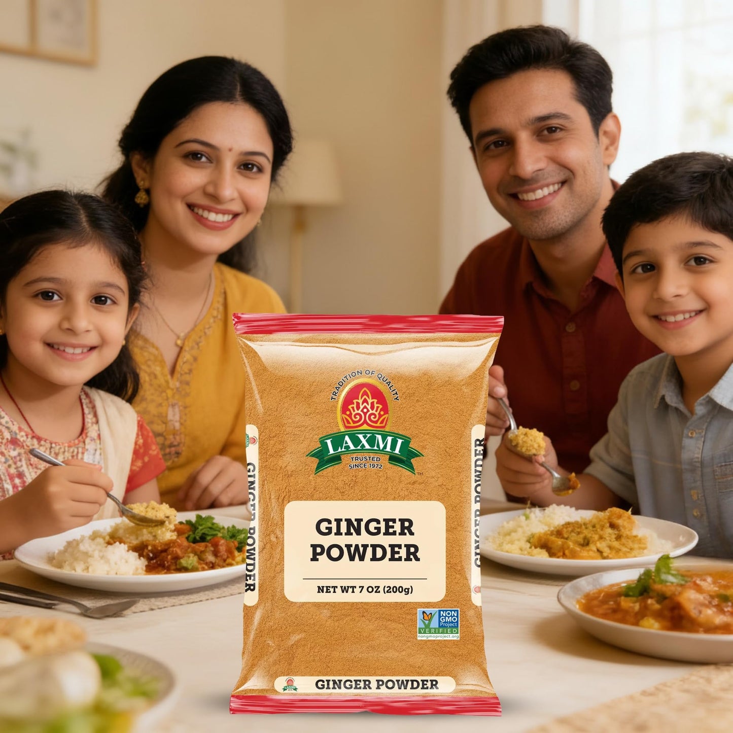 LAXMI Ground Ginger Powder - Raw and Natural - NON-GMO - Perfect for Baking, Marinate and Tea - 7 oz