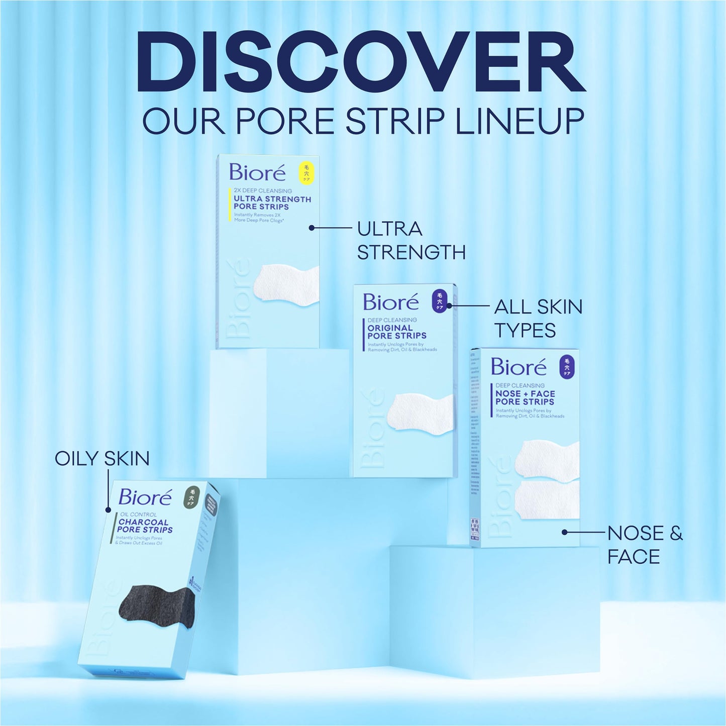 Bioré Original Blackhead Remover Strips, Deep Cleansing Nose Strips With Instant Pore Unclogging, Features C-Bond Technology, Oil-Free, Non-Comedogenic Use, 14 Count