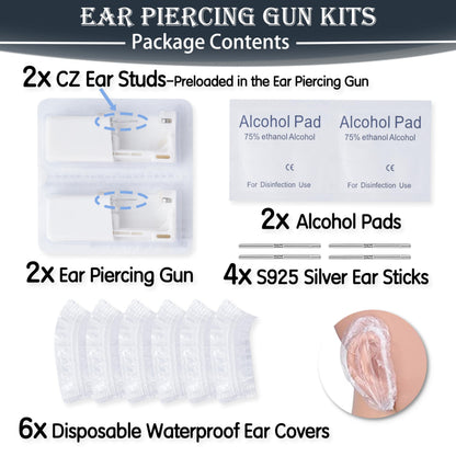 Disposable Ear Cartilage Piercing Kit for Home Self-Use, Painless Gun with Preloaded Ear Stud, Easy & Safe Tool for Women, Men & Girls - 3MM