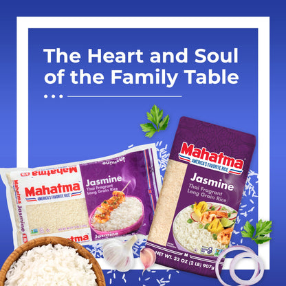 Mahatma Jasmine, 2lb Bag of Rice, Thai, Indian, or Cambodian Fragrant Flavored Rice, Stovetop or Microwave