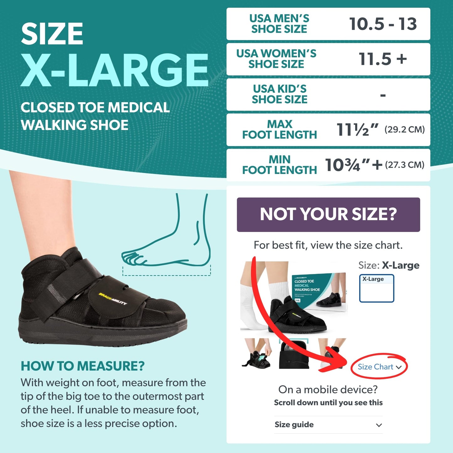 BraceAbility Closed Toe Medical Walking Shoe - Lightweight Broken Toe Cast Boot, Fracture Foot Brace for Metatarsal Stress Fracture, Post-op Bunion, Hammertoe Surgery Recovery - For Men or Women (XL)