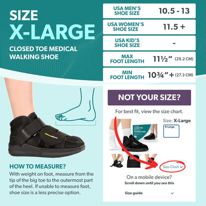 BraceAbility Closed Toe Medical Walking Shoe - Lightweight Broken Toe Cast Boot, Fracture Foot Brace for Metatarsal Stress Fracture, Post-op Bunion, Hammertoe Surgery Recovery - For Men or Women (XL)