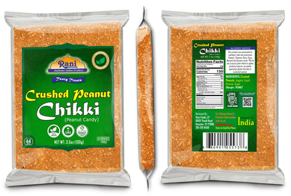 Rani Crushed Peanut Chikki (Brittle Candy) 3.5oz (100g) x Pack of 2 ~ All Natural | Vegan | No colors | Gluten Friendly | Kosher | Indian Origin