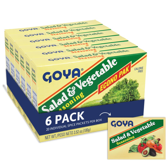 Salad and Vegetable Seasoning by Goya, All Purpose Seasoning for Fresh Vegetables, Leafy Greens, and Garden Salads, Latin-Inspired Spice Blend, 6-Pack, 3.52oz Cartons