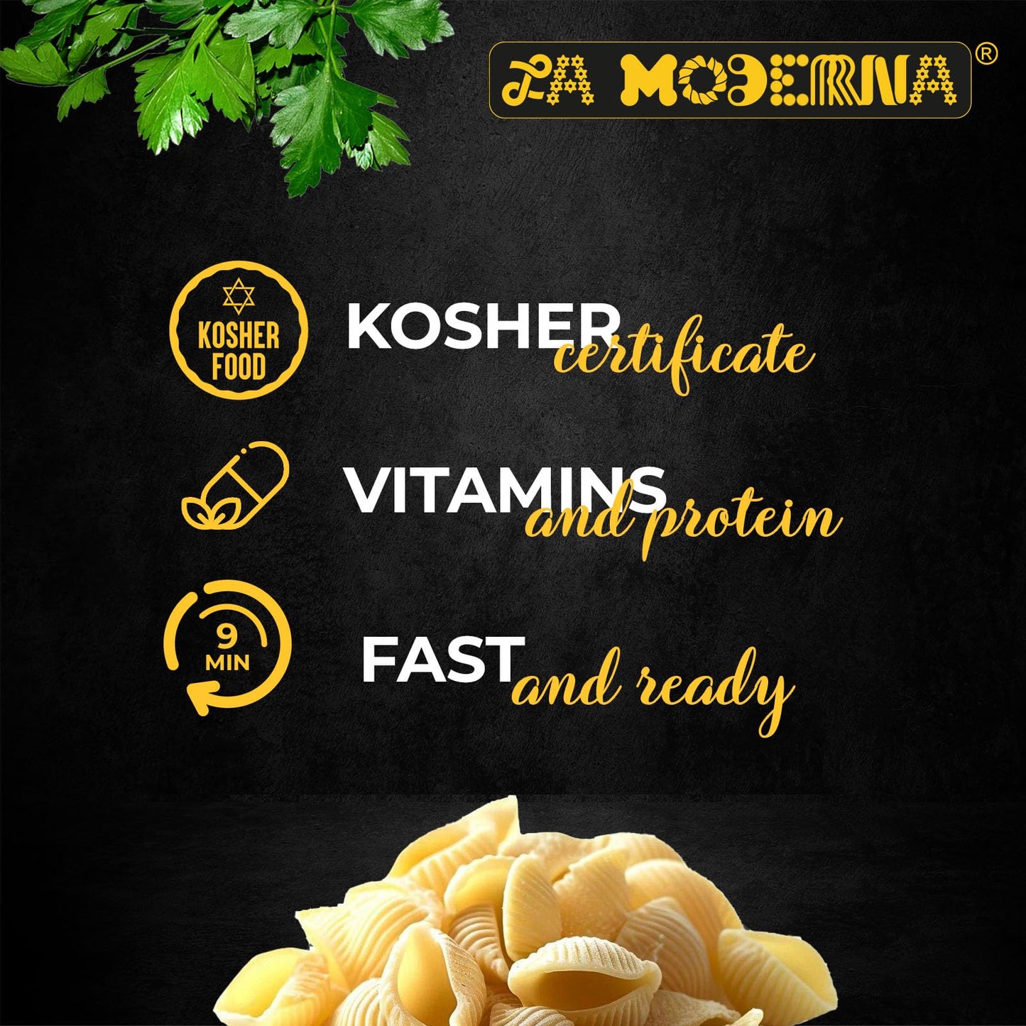 LA MODERNA, Shells, Made with Durum Wheat Semolina, Enriched with Vitamins and Iron, Traditional Mexican Pasta, 16 oz