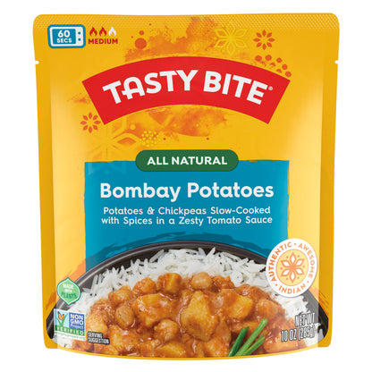 Tasty Bite Bombay Potatoes, 10 Ounce, Ready to Eat, Microwavable Entree, Vegan