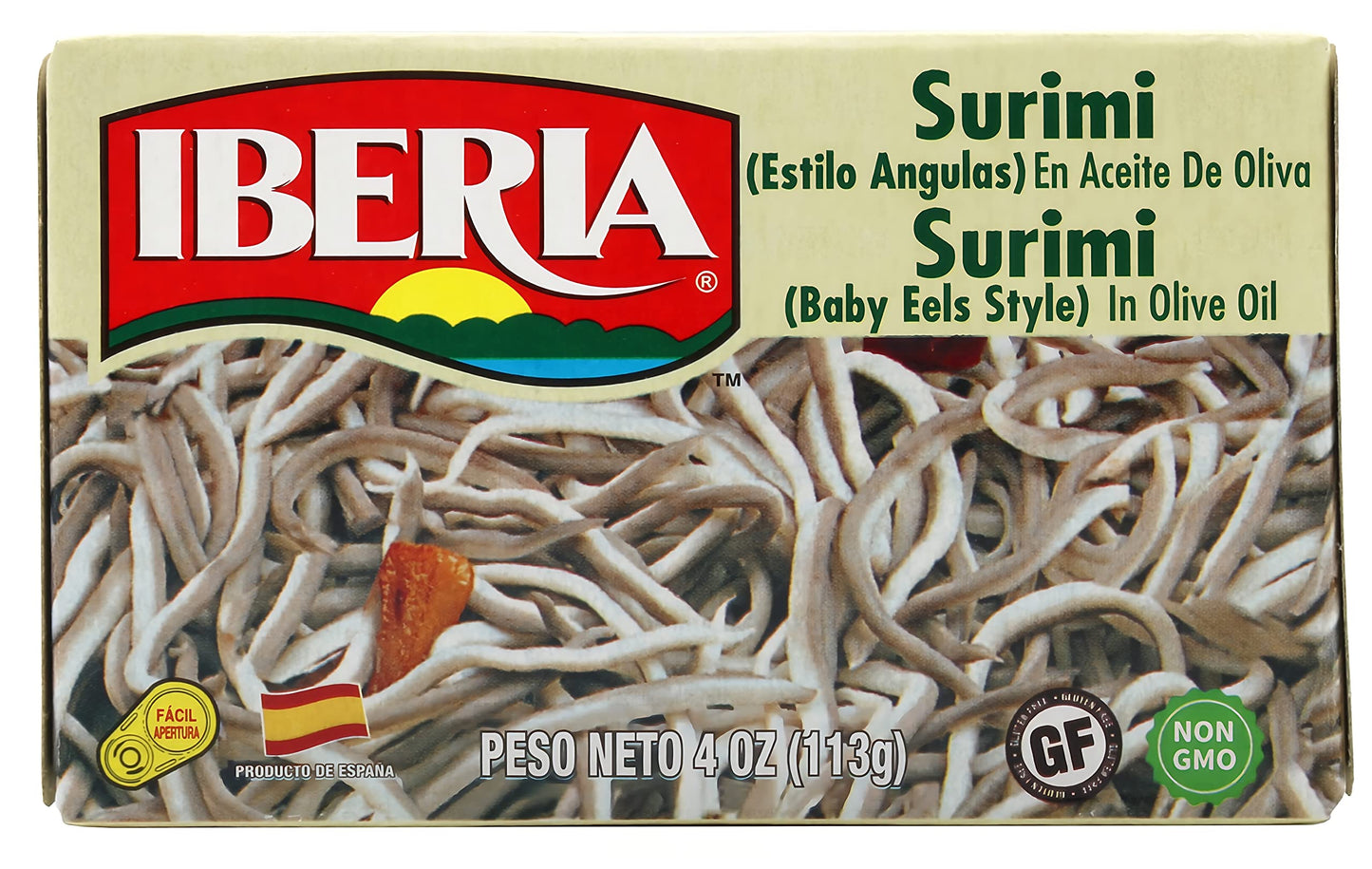 Iberia Baby Eels in Olive Oil, 4 oz Surimi Style Angulas