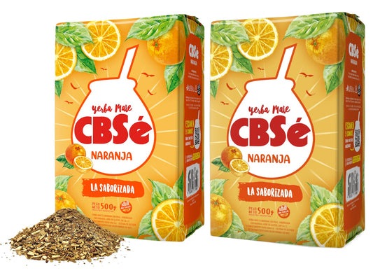 CBSé Yerba Mate Orange Flavor – Loose Leaf Yerba Mate Tea, Naturally Caffeinated, Gluten-Free - 2 Pack (500 g Each)