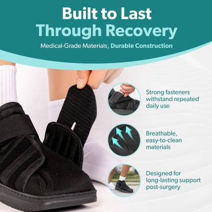 BraceAbility Closed Toe Medical Walking Shoe - Lightweight Broken Toe Cast Boot, Fracture Foot Brace for Metatarsal Stress Fracture, Post-op Bunion, Hammertoe Surgery Recovery - For Men or Women (XL)