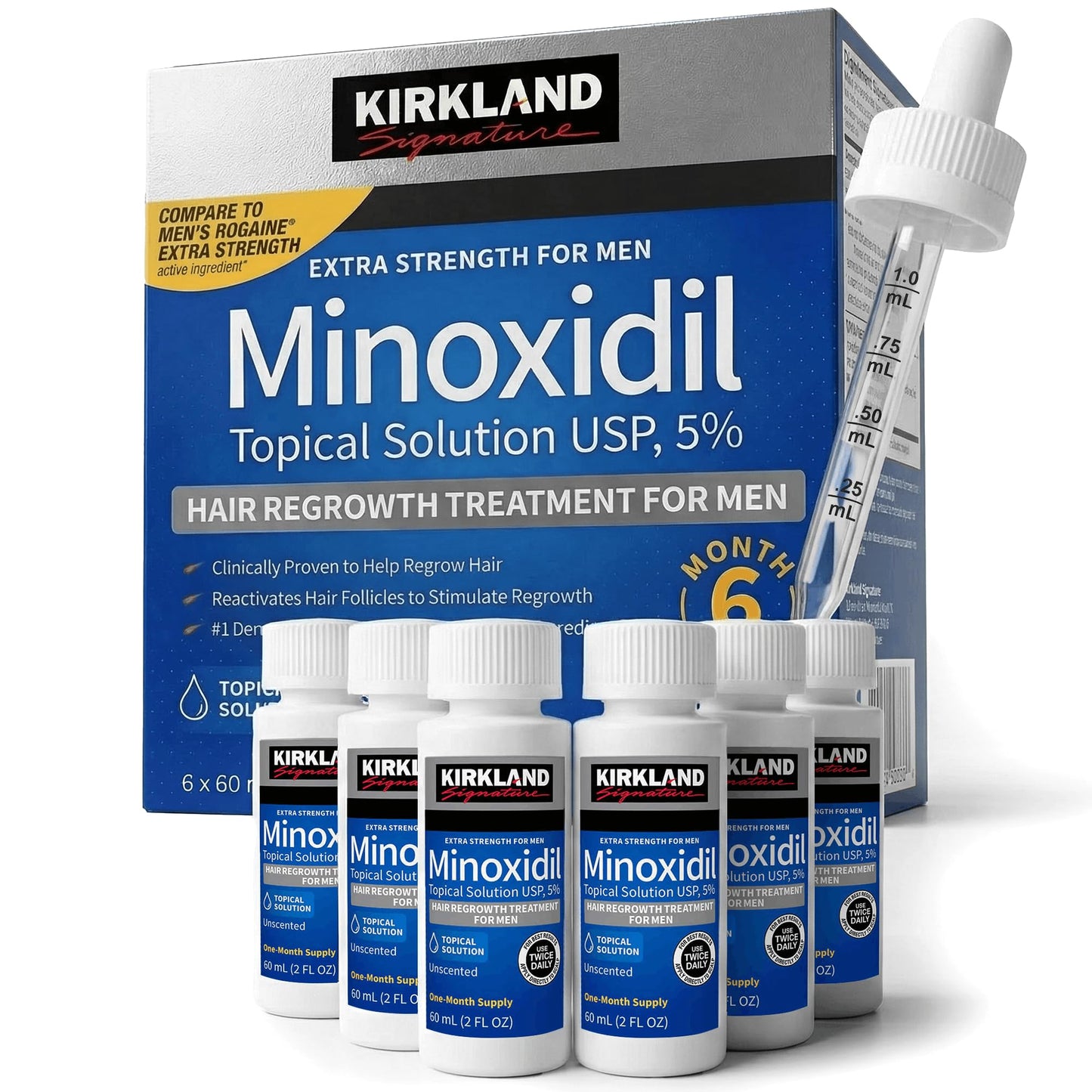 Minoxidil-5% Extra Strength Hair Regrowth for Men, 6 Month Supply
