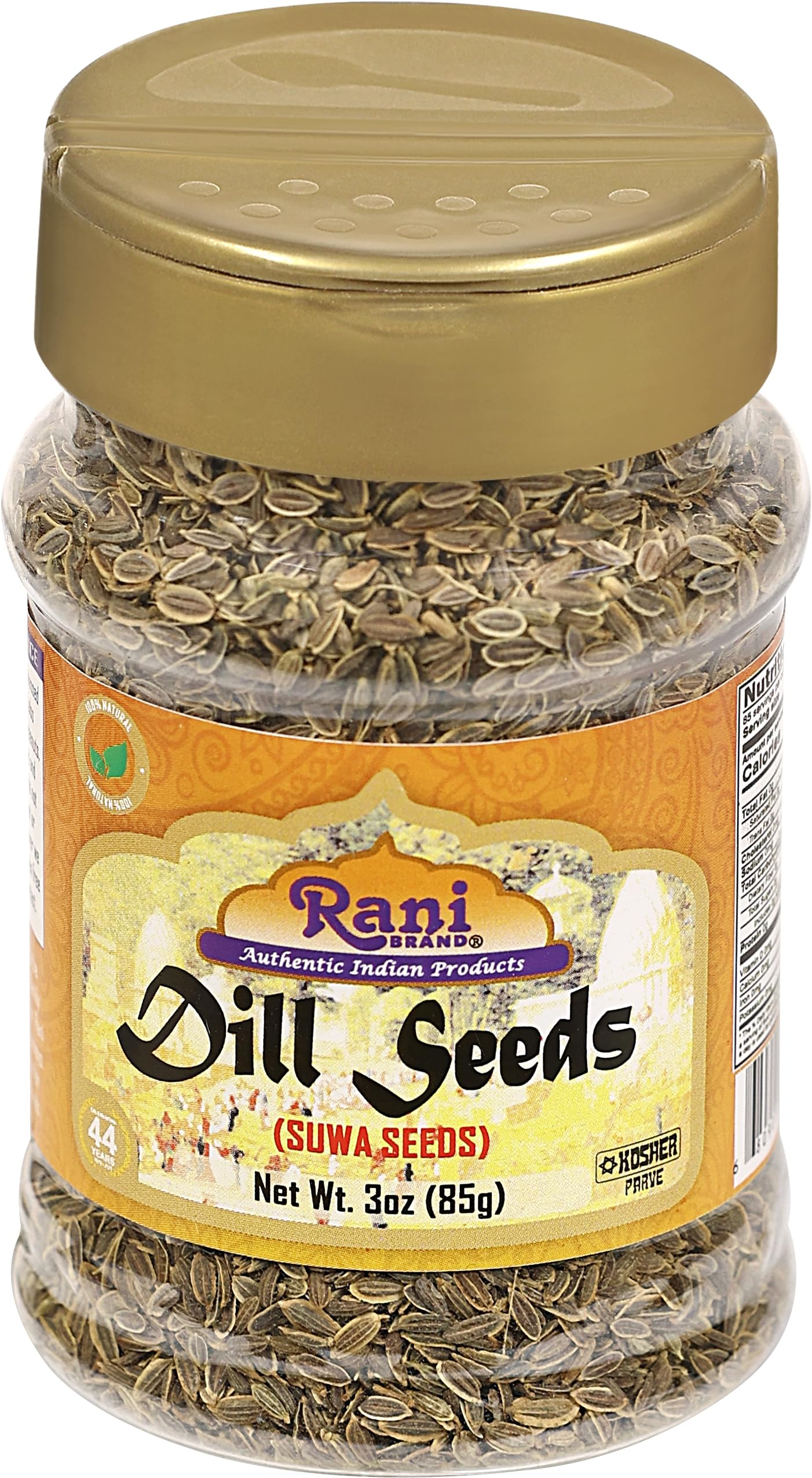 Rani Dill Seeds (Suwa/Sua) Whole, Spice 3oz (85g) PET Jar ~ All Natural | Gluten Friendly | NON-GMO | Kosher | Vegan | Indian Origin, Weed