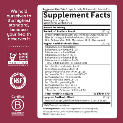 Garden of Life Dr Formulated Once Daily 3-in-1 Complete Prebiotics, Postbiotics & Probiotics for Women, PRE + PRO + POSTBIOTIC Supplement for Women’s Digestive, Immune & Vaginal Health, 30 Day Supply