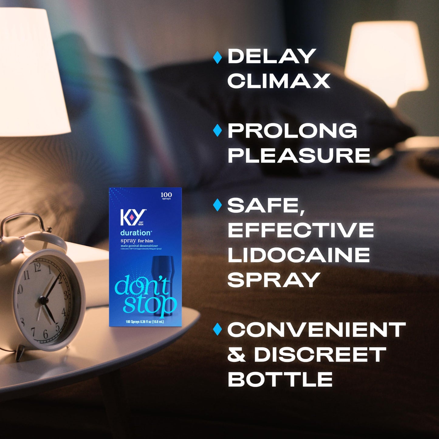 K-Y Duration Delay Spray, Numbing Climax Delay Spray for Men & Lidocaine Desensitizing Spray, Climax Control, Sex Accessories for Adults Couples, Last Longer in Bed, 0.36 FL OZ / 100 Sprays