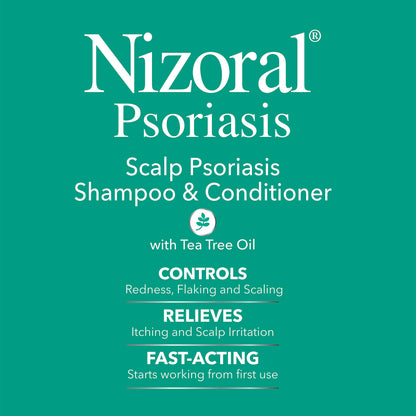 Nizoral Psoriasis Shampoo & Conditioner, 11 Oz, Gentle Scalp Treatment, Relieves Itching, Flaking, Redness, Scaling Effective Scalp Psoriasis Shampoo with Salicylic Acid and Tea Tree Oil (Pack of 2)