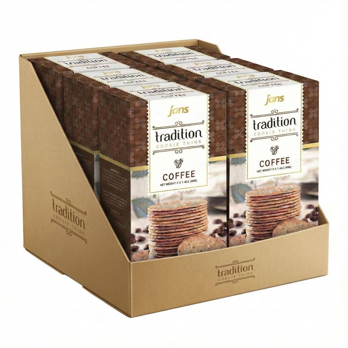 Jans Tradition Cookie Thins, Coffee Flavor Baked Crackers, 4.2 oz (Pack of 6)