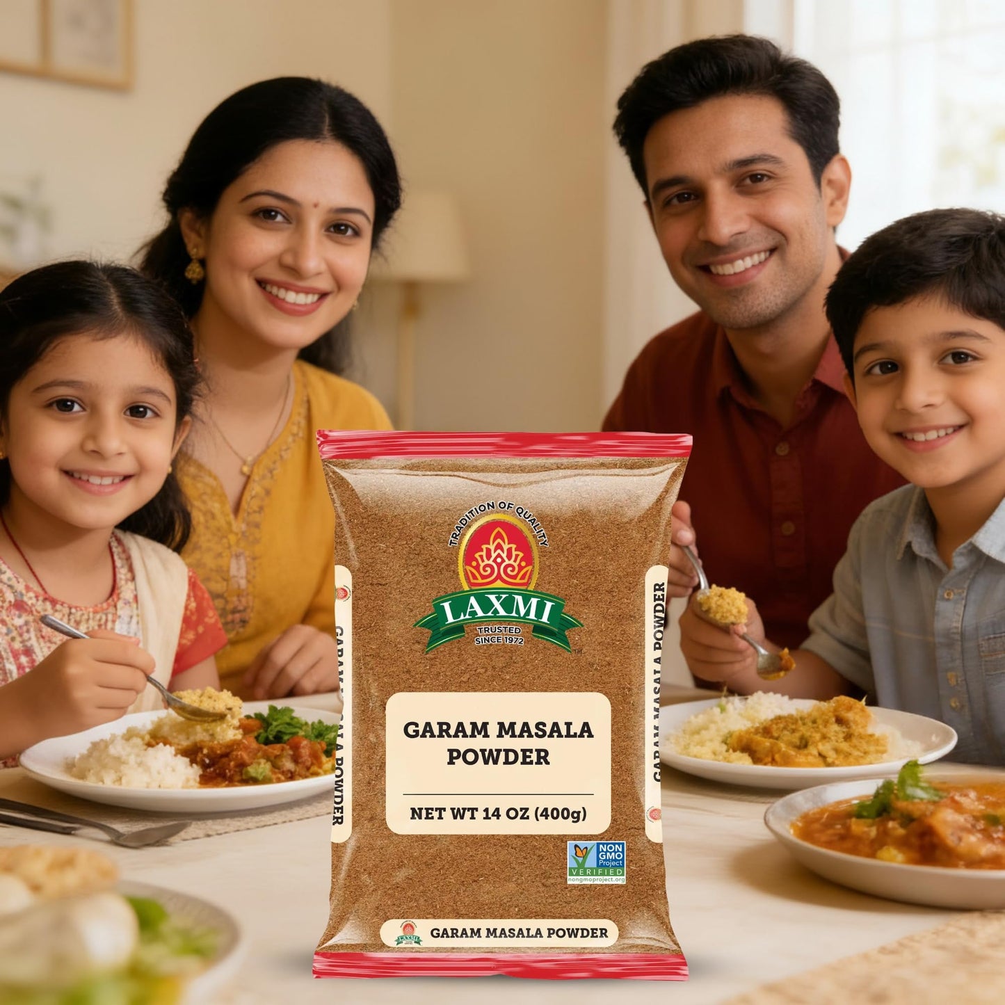 LAXMI Garam Masala Powder -14 oz - Traditional Indian Spice Blend - Salt-Free, Vegan, Non-GMO