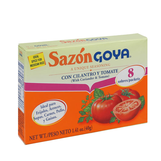 Sazón with Cilantro and Tomato by Goya, Latin Spice Blend for Poultry, Seafood, Meat and Vegetables, All Purpose Mexican Seasoning 1.41oz Carton
