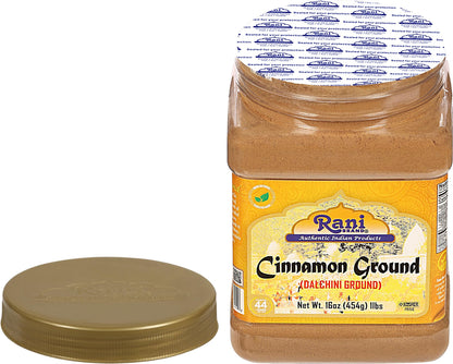 Rani Cinnamon Powder (Ground) Spice 16oz (1lb) 454g PET Jar ~ All Natural | Salt-Free | Vegan | No Colors | Gluten Friendly | NON-GMO | Kosher