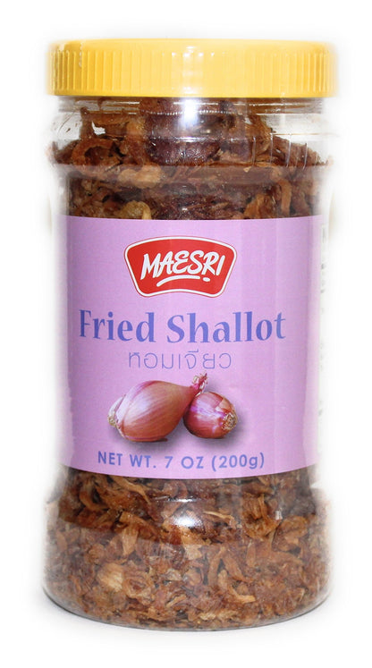 Maesri Fried Shallot & Fried Garlic Combo Pack, Ingredient & Garnish widely used in Asian Cooking, 7 Ounce & 10.5 Once Jar, 2 Piece Assortment
