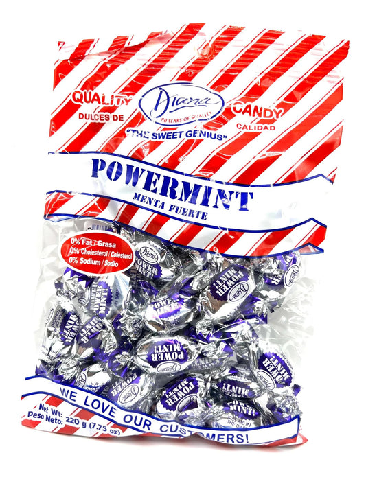Diana Power Mint - Powerful Breath Mints Individually Wrapped - 220g / 7.76oz Hard Candy Pouch (1 Pack)