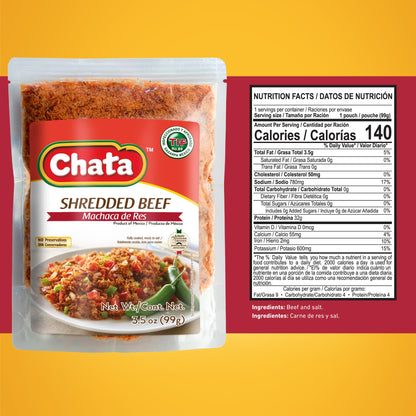 Chata Mexican Machaca de Res, Traditional Dried Shredded Beef, 3.5 oz