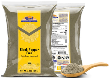 Rani Black Pepper Fine Powder 80 Mesh 3.5oz (100g) ~ All Natural | Vegan | Gluten Friendly | NON-GMO | Kosher | Product of Vietnam