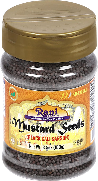 Rani Black Mustard Seeds Whole Spice (Kali Rai) 3.5oz (100g) PET Jar ~ All Natural | Gluten Friendly | NON-GMO | Kosher | Vegan | Indian Origin