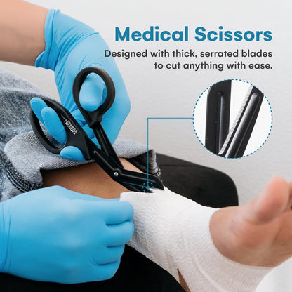 Madison Supply Medical Scissors, EMT and Trauma Shears - 7.5-Inch Bandage Scissors, Stainless Steel Medical Shears - Fluoride-Coated Blades for First Responders, Nurses, and Doctors (2 Pack, Black)