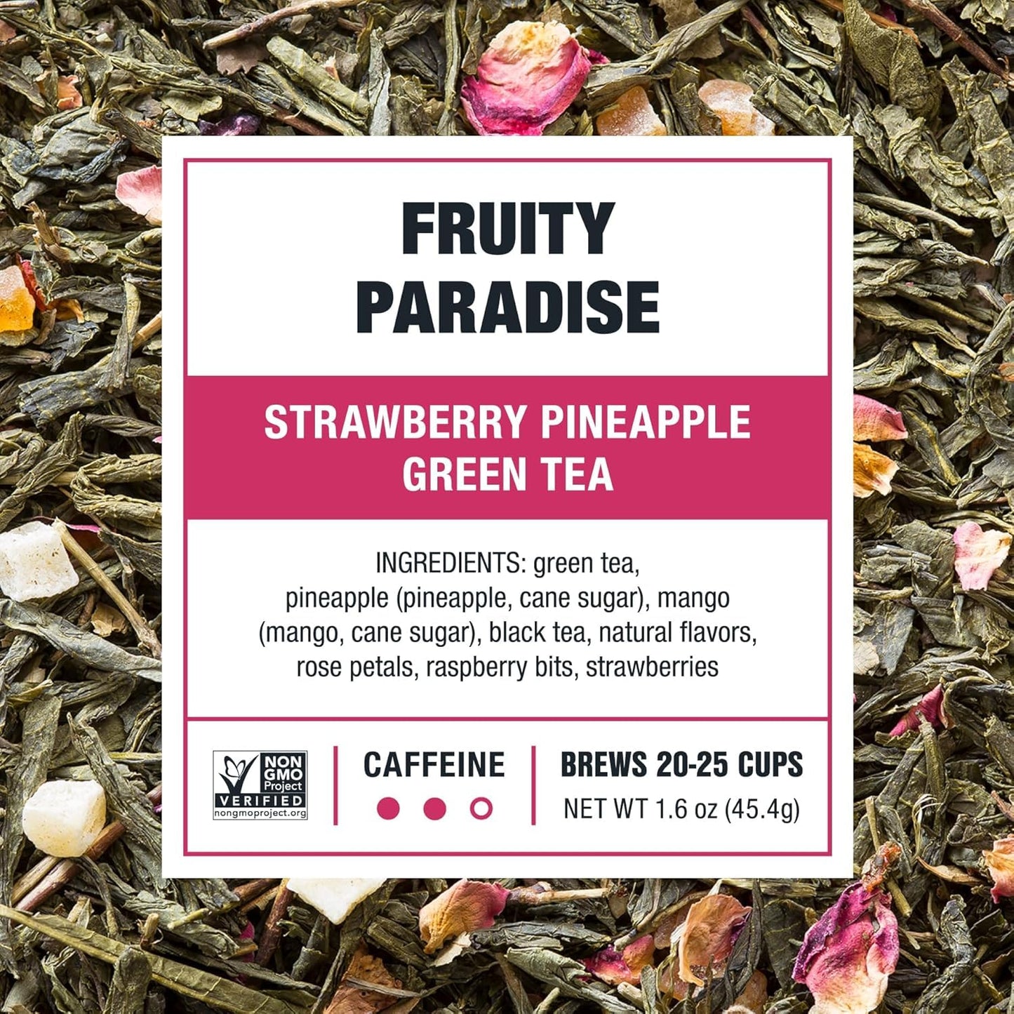 Tiesta Tea - Fruity Paradise, Strawberry Pineapple Green Tea, Premium Loose Leaf Blend, Medium Caffeinated Green, Make Hot or Iced Tea & Brews Up to 25 Cups - 1.6 Ounce Resealable Pouch