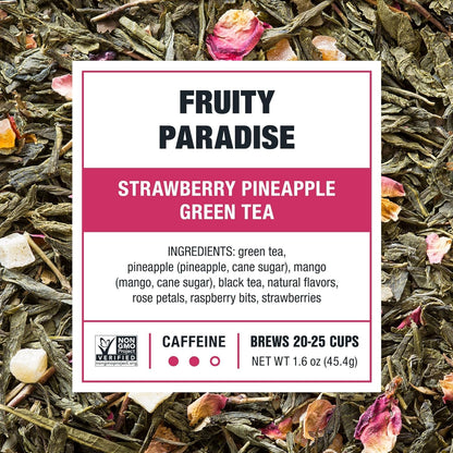 Tiesta Tea - Fruity Paradise, Strawberry Pineapple Green Tea, Premium Loose Leaf Blend, Medium Caffeinated Green, Make Hot or Iced Tea & Brews Up to 25 Cups - 1.6 Ounce Resealable Pouch